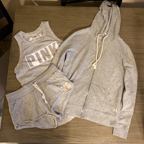 PINK Victoria's Secret Other - Tank top, zip up jacket, and shorts set